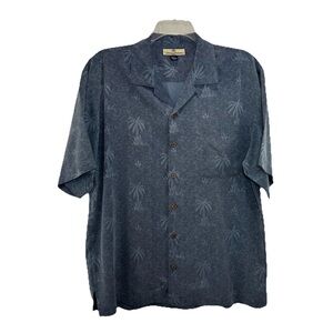 Tommy Bahama 100% Silk Shirt Men's Size Large Hawaiian Blue Palm Beach